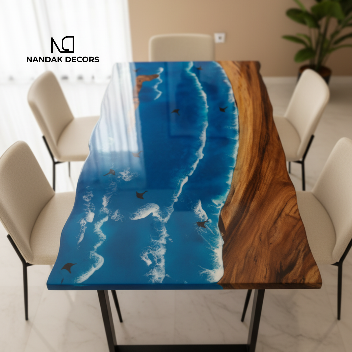 Ocean Jewel Epoxy Dining Table Top