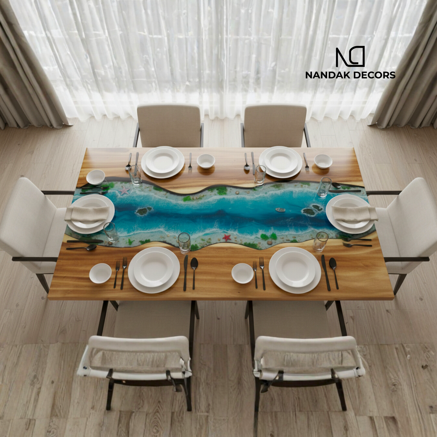 Atlantic Ocean Epoxy Dining Table Top