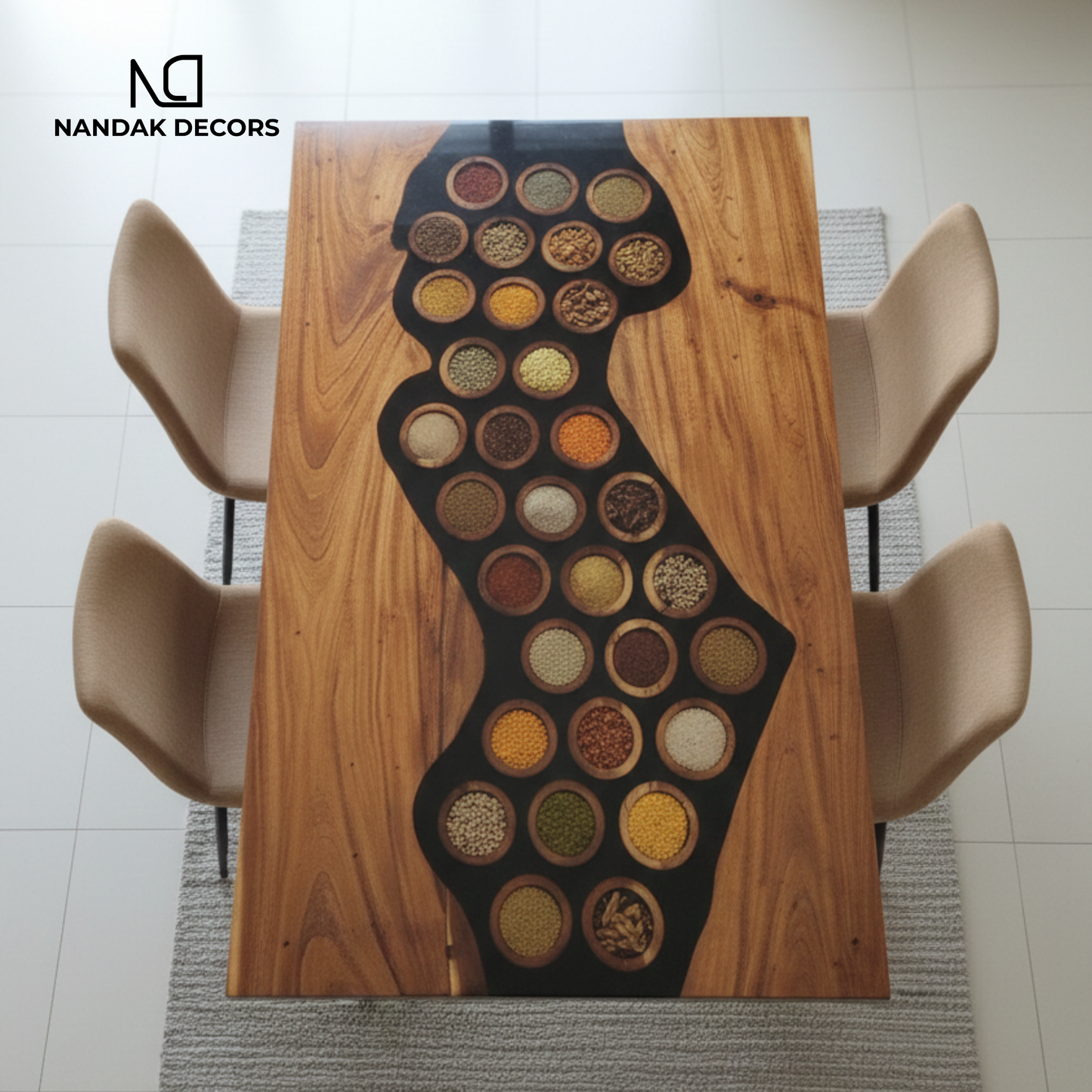 Spices Edition Epoxy Spices Dining Table Top
