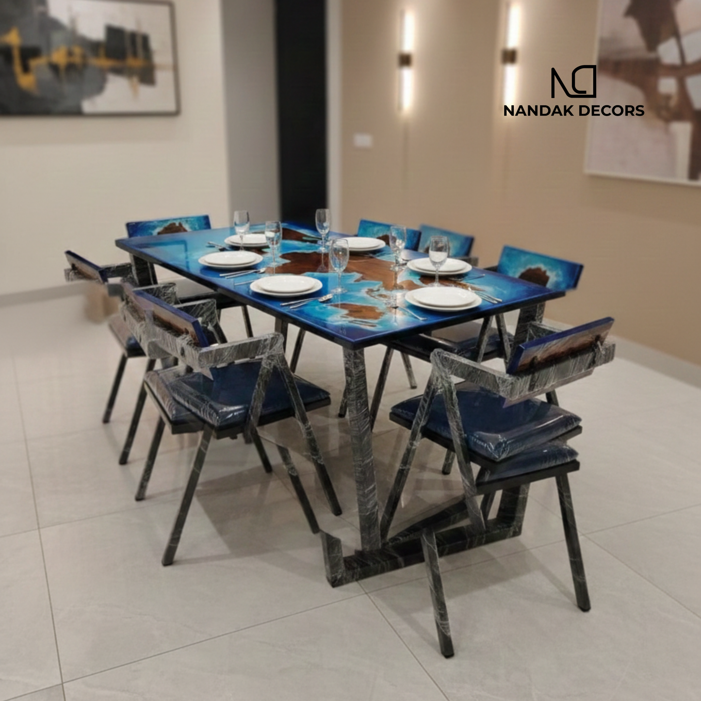 World Map Epoxy Dining Table Top