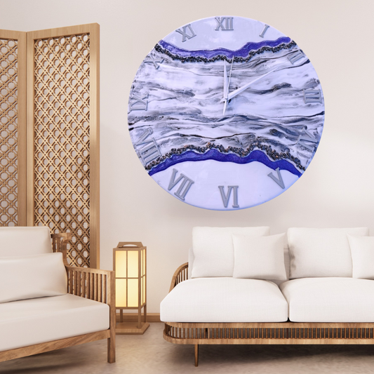 Sapphire Vein Luxury Resin Wall Clock - NANDAK DECORS