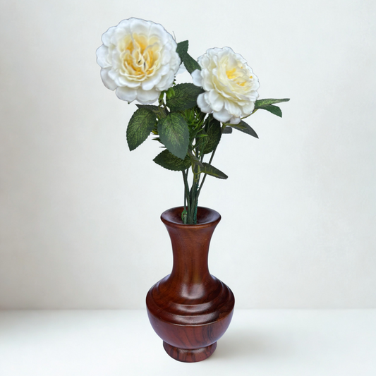 Dark Brown Wooden Flower Vase