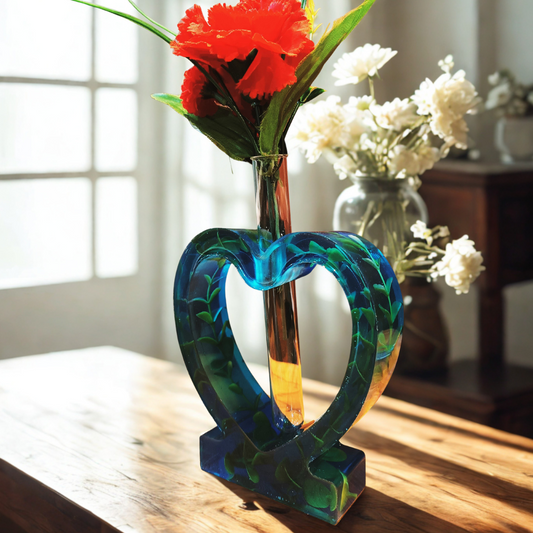Aqua Bloom Resin Flower Vase - NANDAK DECORS