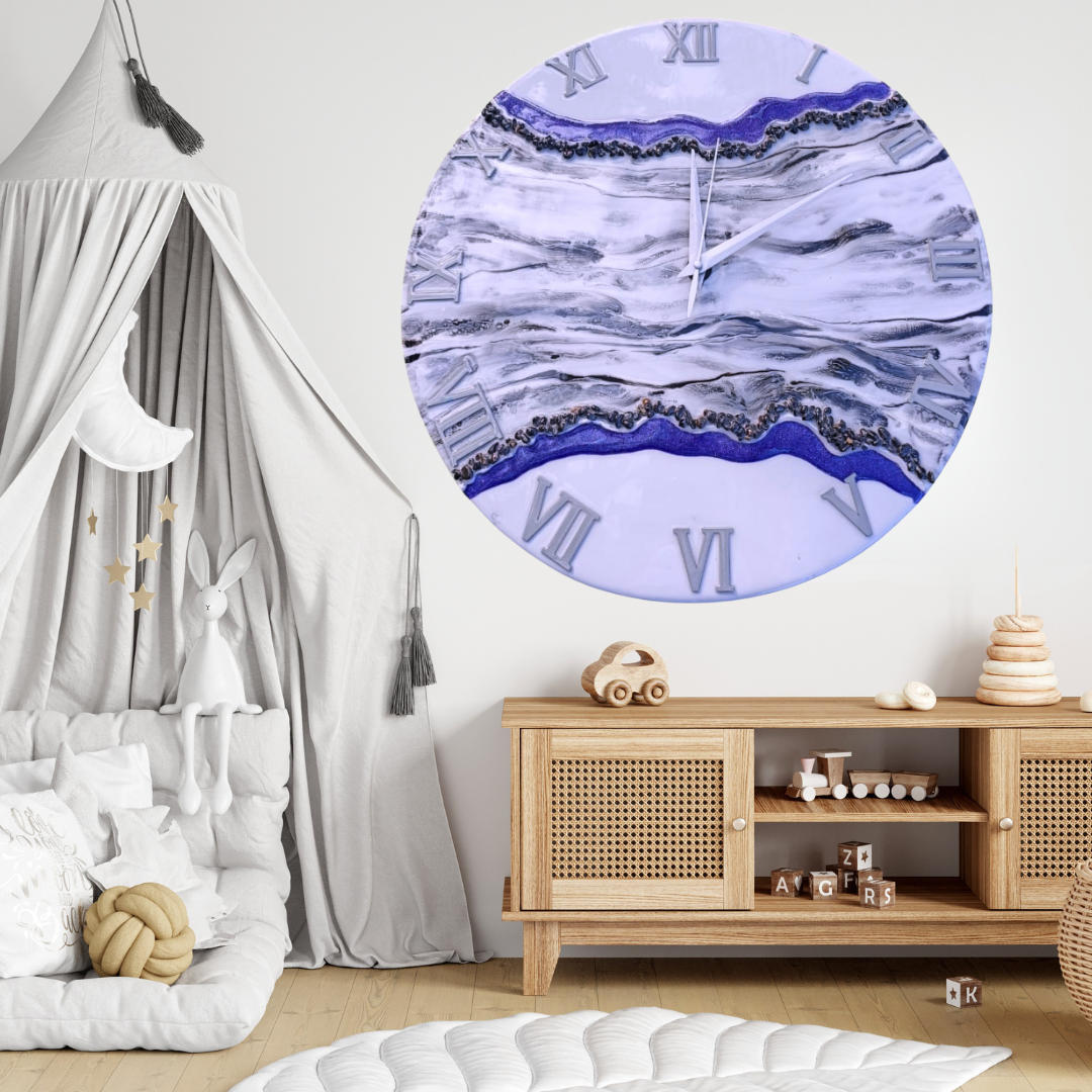 Sapphire Vein Luxury Resin Wall Clock - NANDAK DECORS