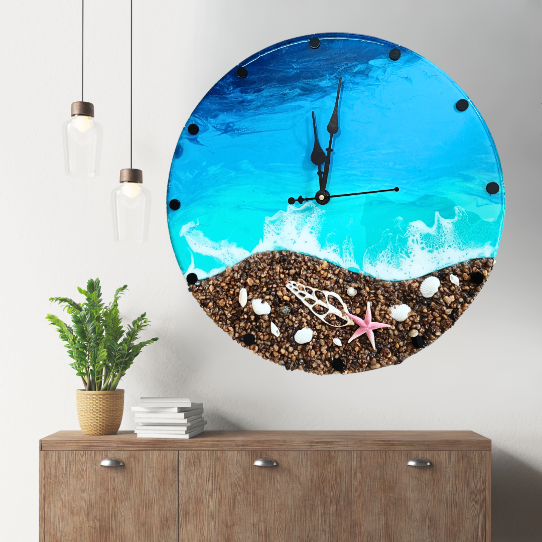 Ocean Gems Resin Wall Clock - NANDAK DECORS
