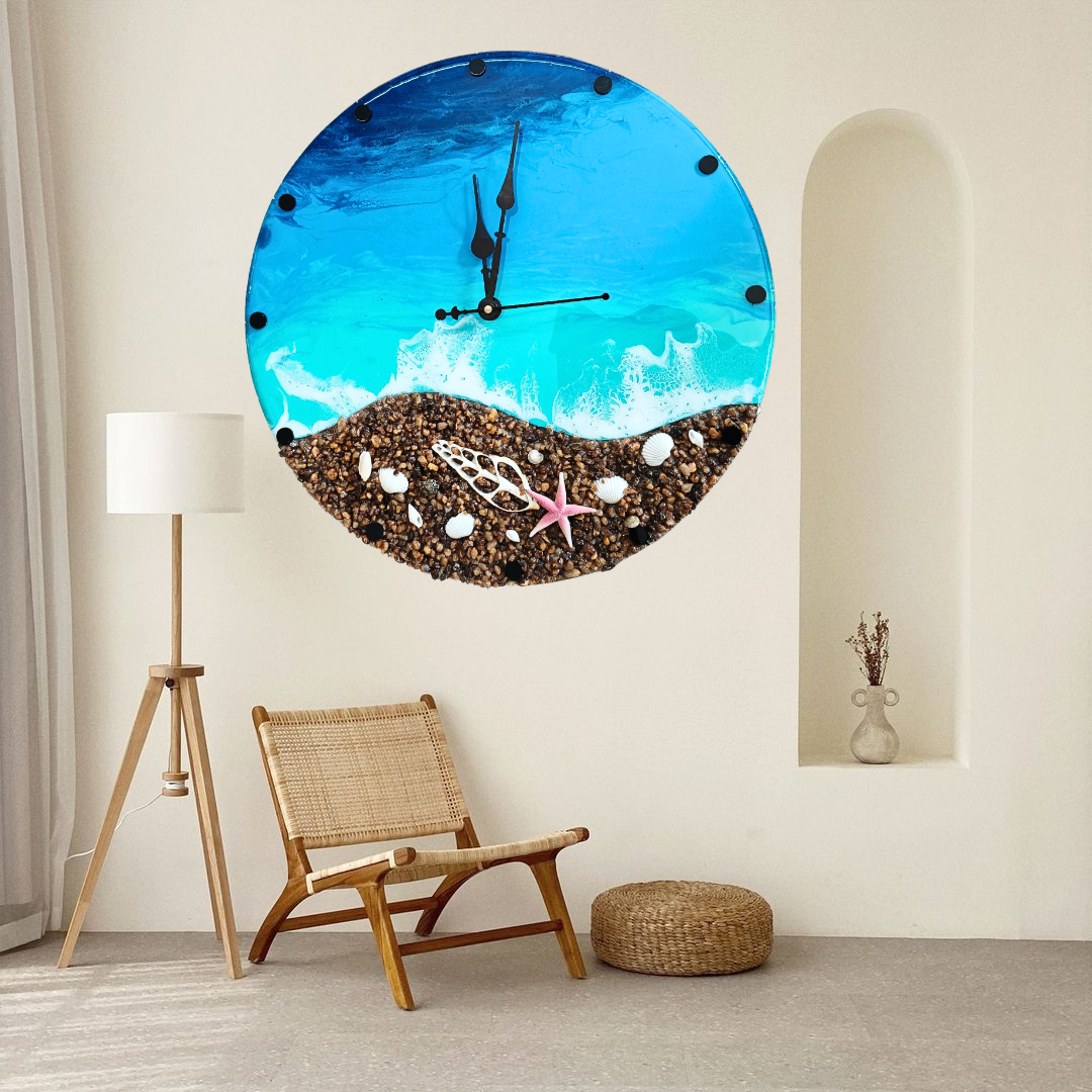 Ocean Gems Resin Wall Clock - NANDAK DECORS