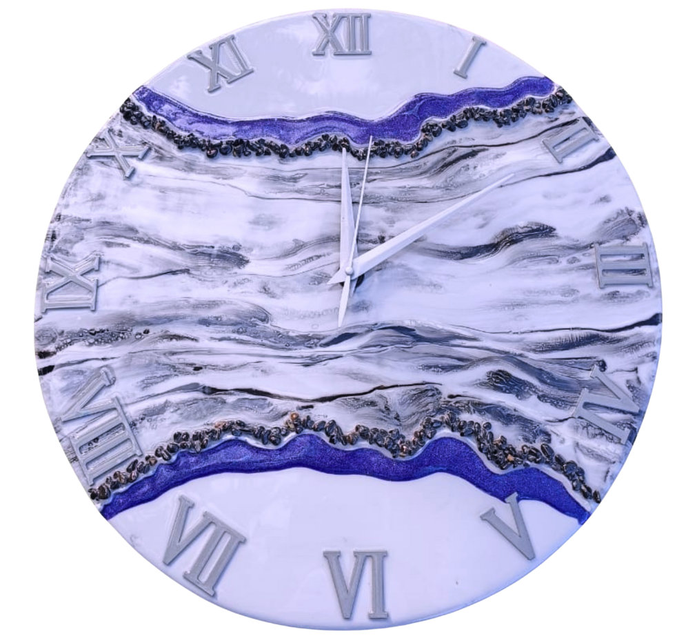 Sapphire Vein Luxury Resin Wall Clock - NANDAK DECORS