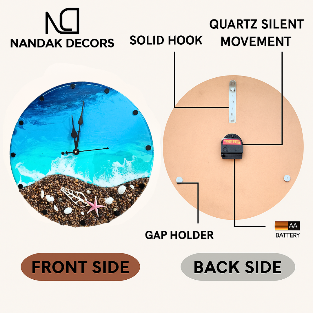 Ocean Gems Resin Wall Clock - NANDAK DECORS