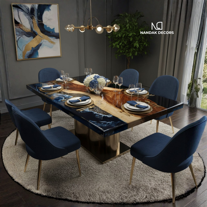 Pure Black Infinity Epoxy River Dining Table Top