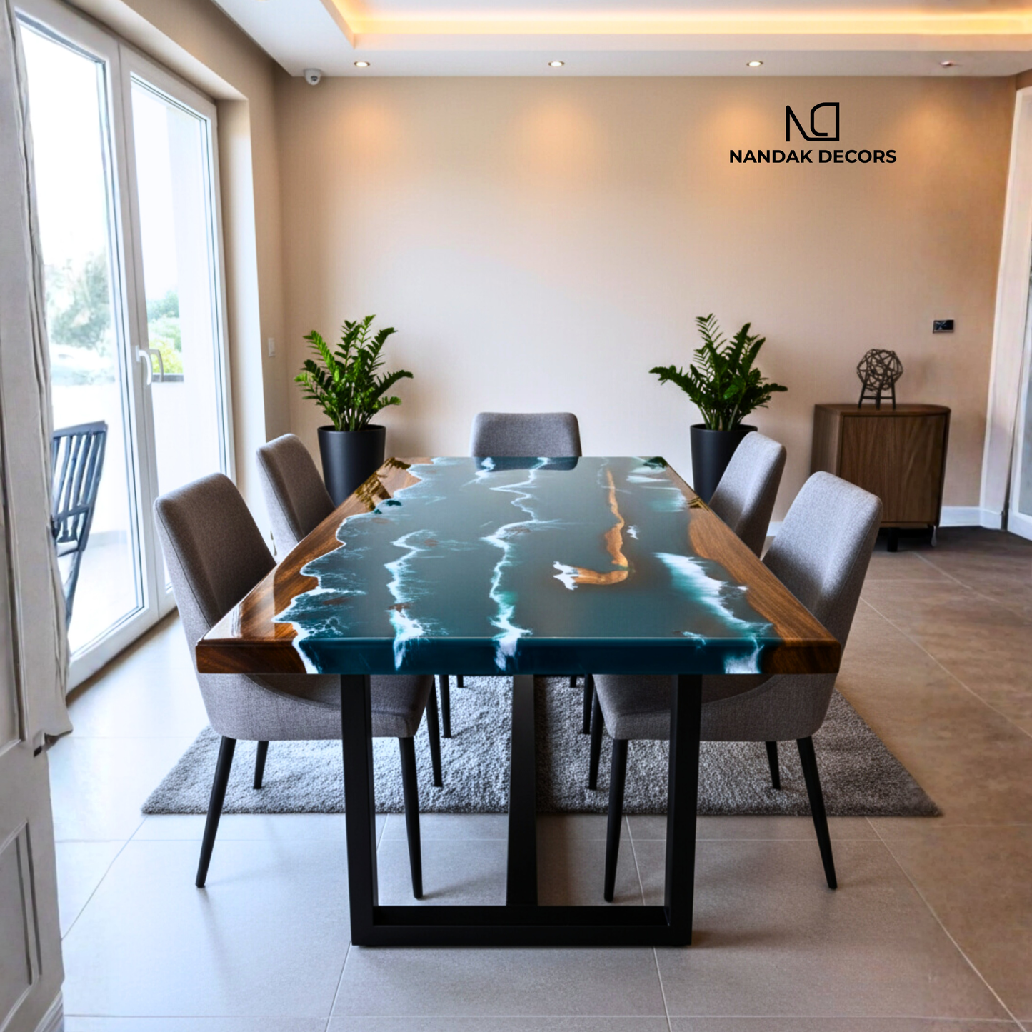 Deep Blue Ultramarine Epoxy Dining Table Top