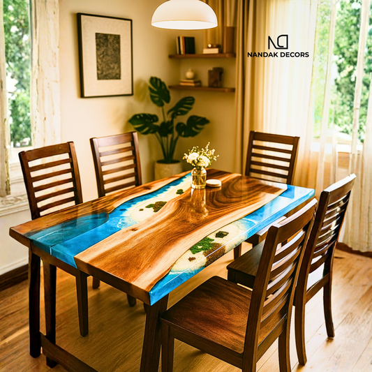 Aqua Horizon Epoxy Dining Table Top