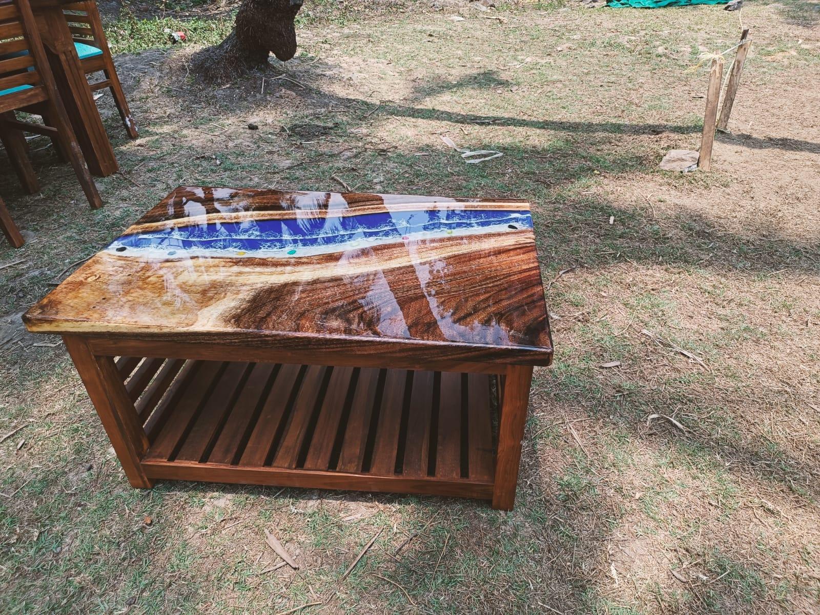Modern Blue River Epoxy Coffee Table - NANDAK DECORS