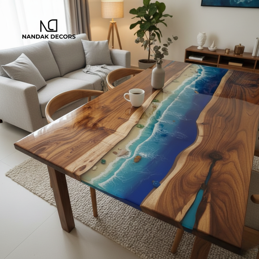 Coastal Luxe Epoxy Dining Table Top