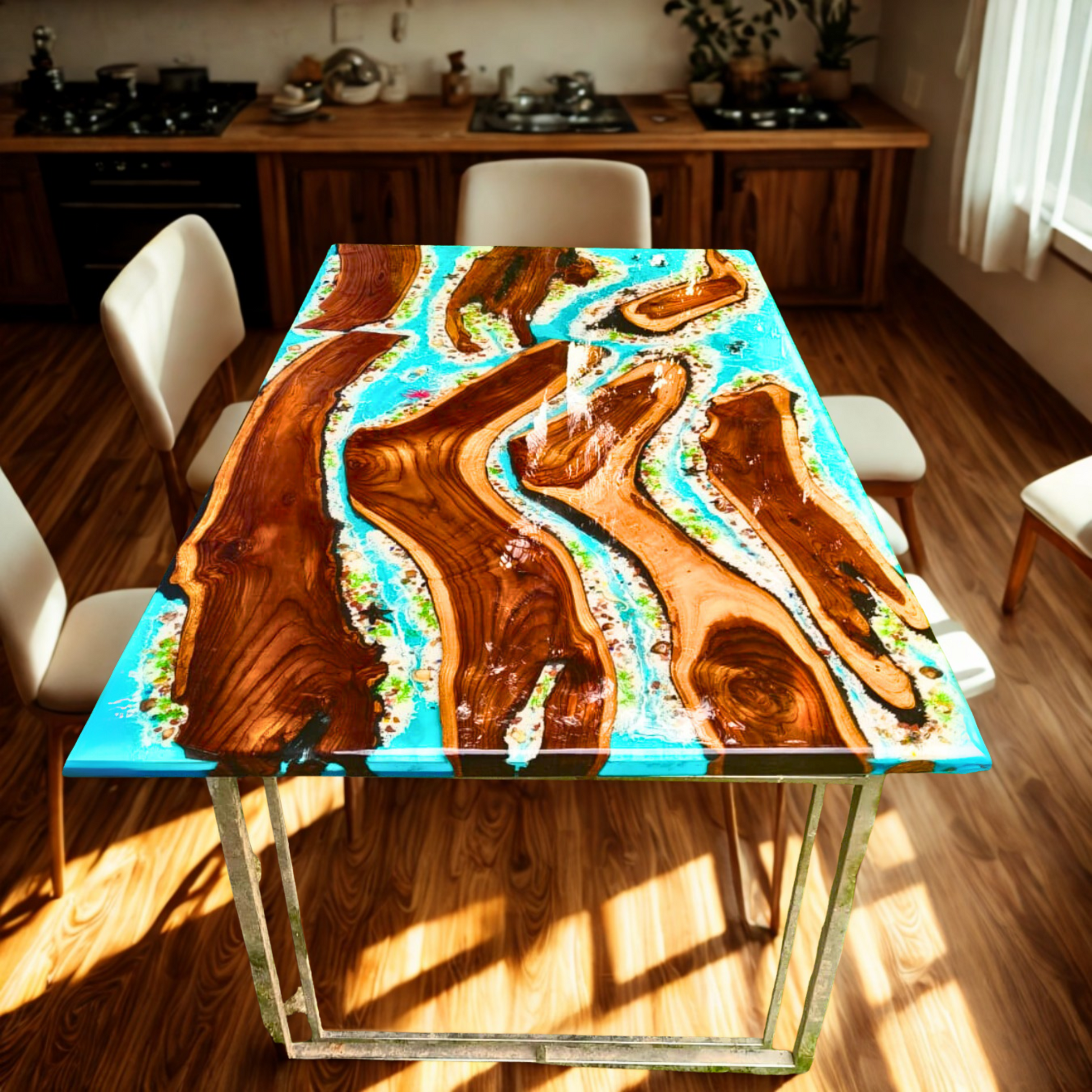 Island Mirage Epoxy Dining Table Top by NANDAK DECORS