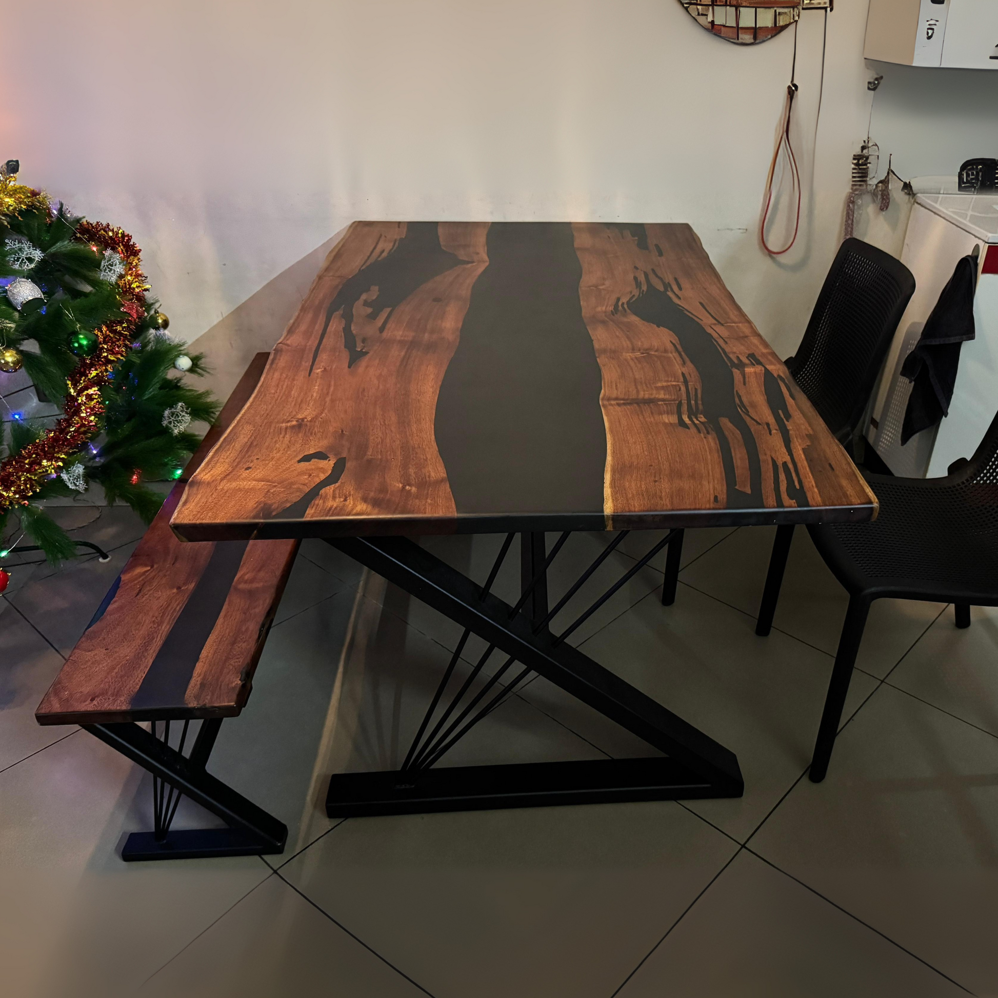 Matt Black River Epoxy Dining Table Top – NANDAK DECORS