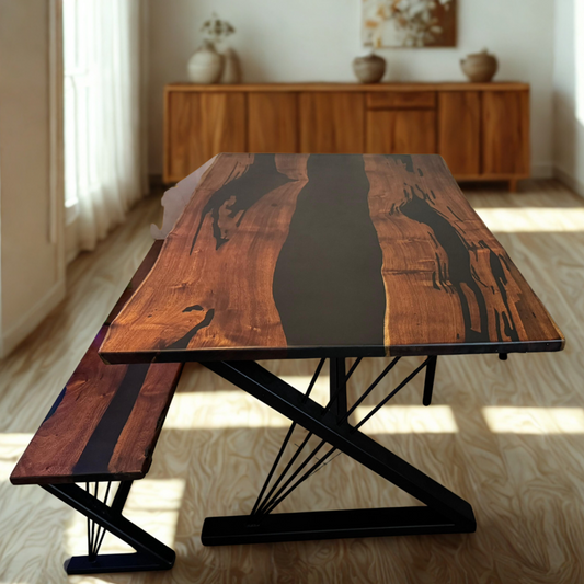 Matt Black Epoxy River Table Top by NANDAK DECORS