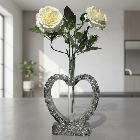 Luminous Black Heart Resin Flover Vase