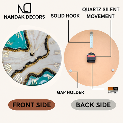 Luxe Geode Resin Wall Clock - NANDAK DECORS