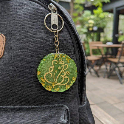 Ganapati OHM Resin Art Keychain