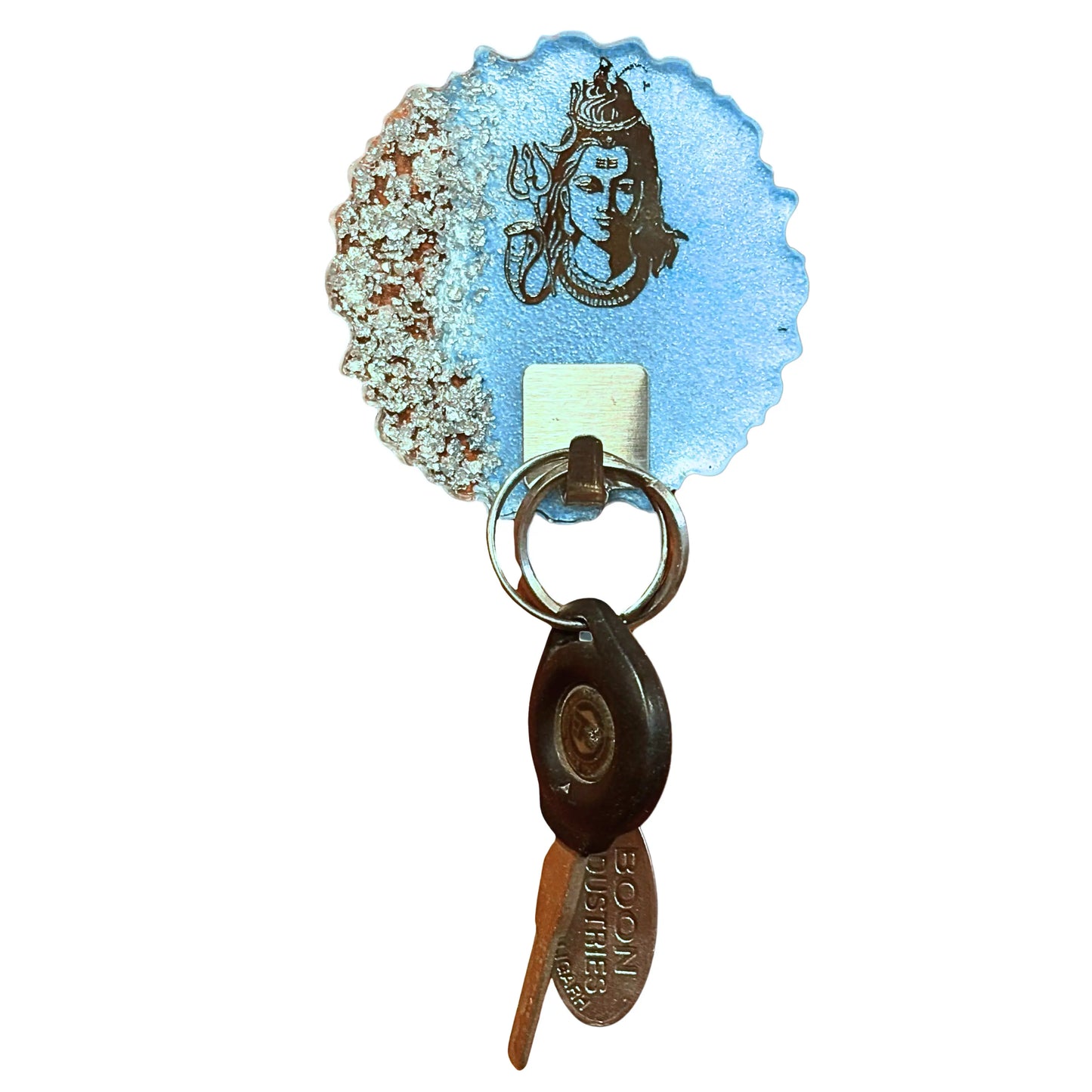 Resin art wall keyholder featuring a finely detailed Siva idol for stylish key organization and spiritual décor.