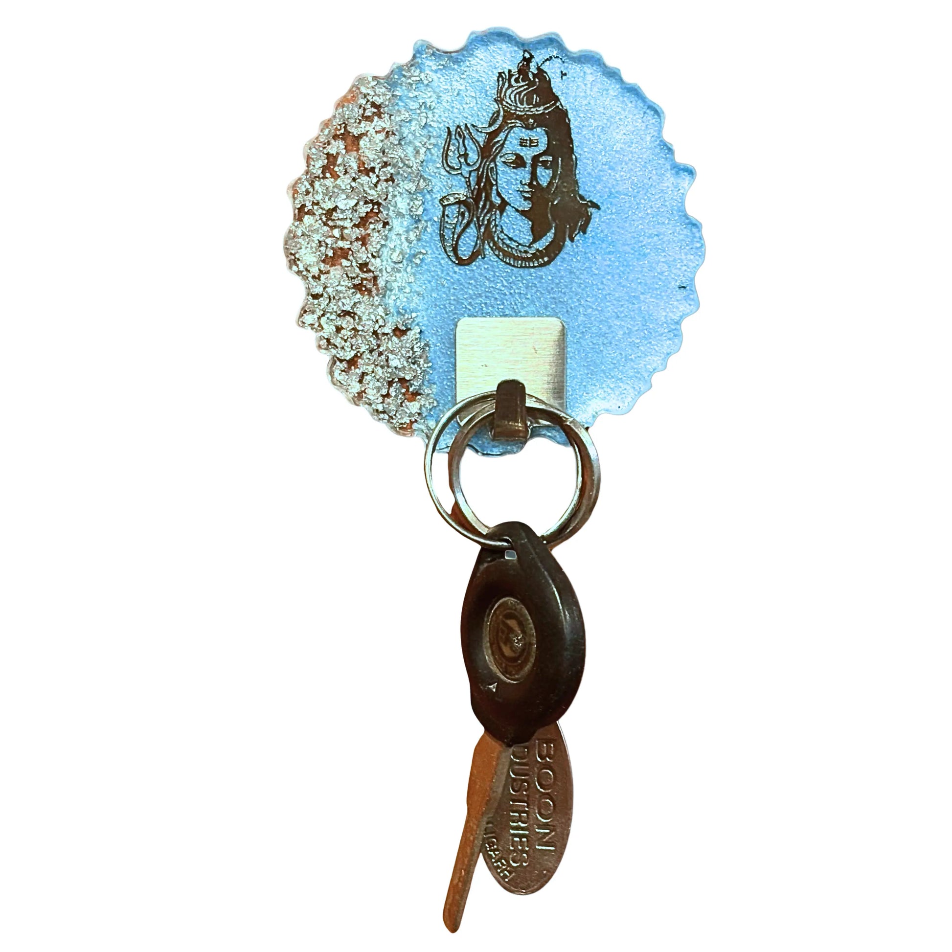 Resin art wall keyholder featuring a finely detailed Siva idol for stylish key organization and spiritual décor.