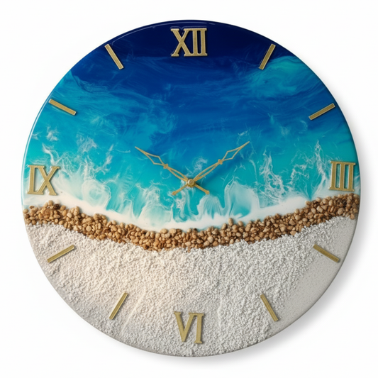Seaside Resin Art Wall Clock