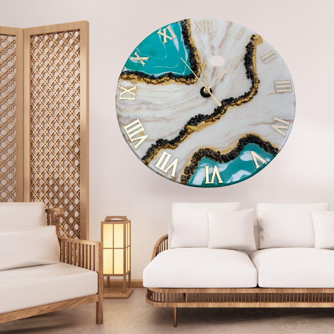 Luxe Geode Resin Wall Clock - NANDAK DECORS